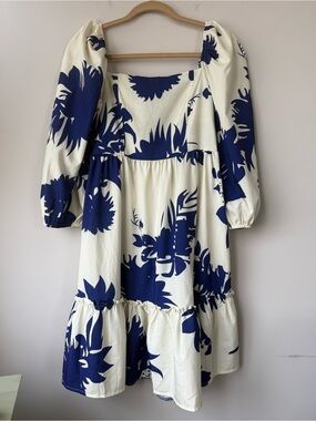 Sunday Up Blue Floral Babydoll Dress,  Size Medium